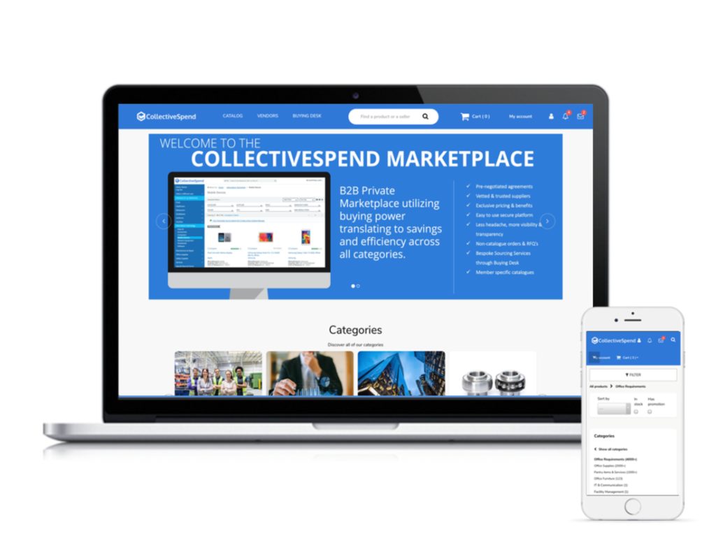 CollectiveSpend Tail Spend Marketplace view from the desktop and mobile version